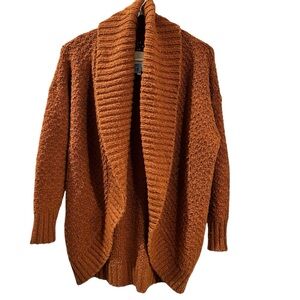Anthropologie cardigan Autumn Ochre sweater Boucle cocoon Sz small Wool blend